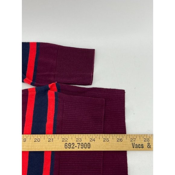 GAP Women's Knit Sweater Long Sleeve Burgundy Fall Halloween Striped Size M - Picture 7 of 7